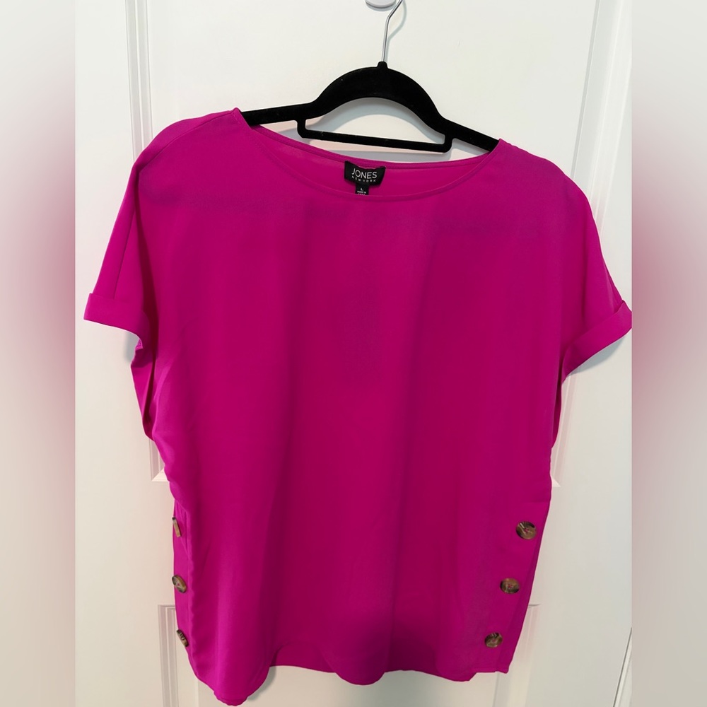 Jones New York Bright Fuchsia Short Sleeve Top